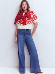 Boden Cream Margot Puff Sleeve T-Shirt - Image 5 of 7