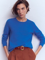 Boden Blue Emilia Cotton Crew Neck Jumper - Image 1 of 7