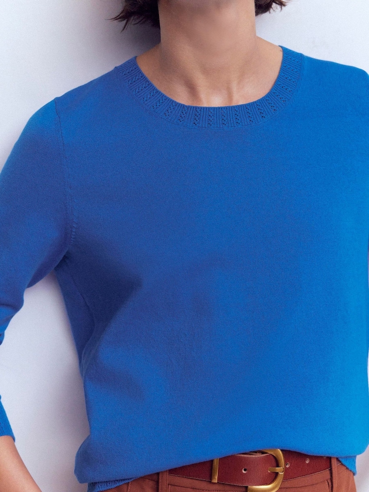 Boden Blue Emilia Cotton Crew Neck Jumper - Image 2 of 7