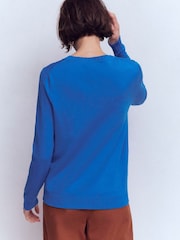 Boden Blue Emilia Cotton Crew Neck Jumper - Image 3 of 7
