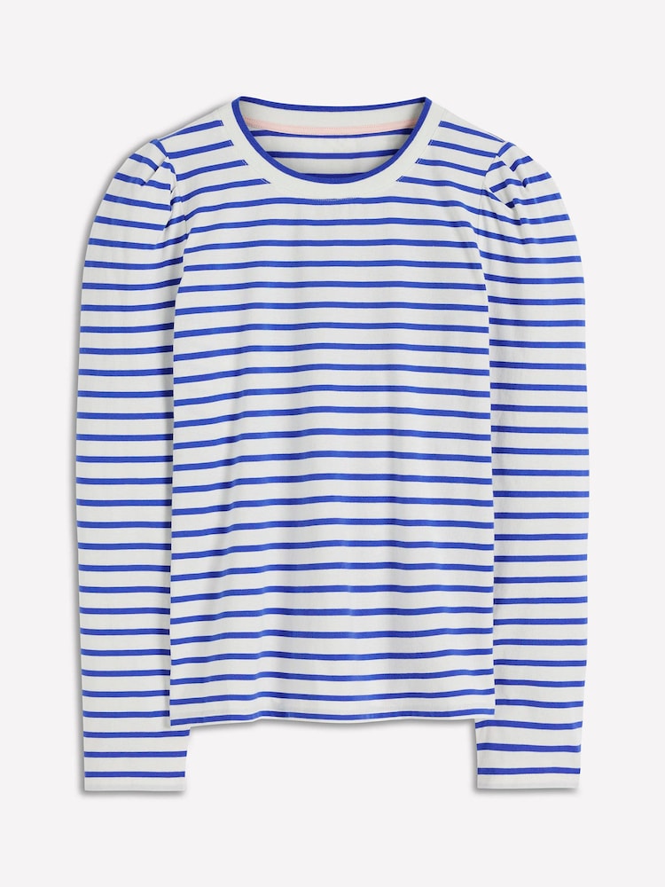 Boden Cream Pleat Sleeve Stripe Top - Image 5 of 5 Boden Cream Pleat Sleeve Stripe Top - Image 5 of 5