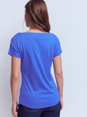 Boden Blue Supersoft Boat Neck T-Shirt - Image 2 of 4