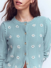 Boden Blue Valeria Crochet Trim Cardigan - Image 4 of 6
