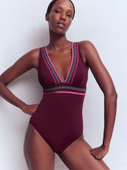 Boden Brown Porto V-Neck Swimsuit - Image 1 of 6