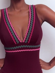 Boden Brown Porto V-Neck Swimsuit - Image 2 of 6