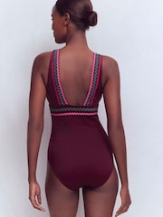 Boden Brown Porto V-Neck Swimsuit - Image 3 of 6