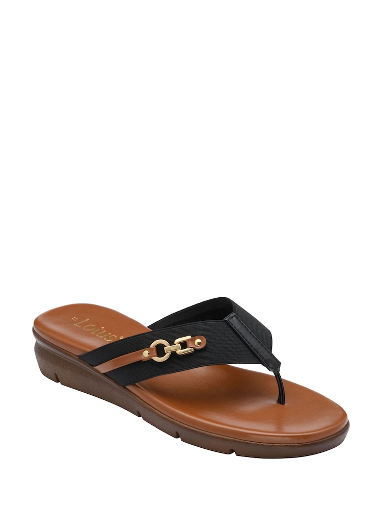 Negro - Sandalias con tira en el dedo de Lotus - Imagen 1 de 4