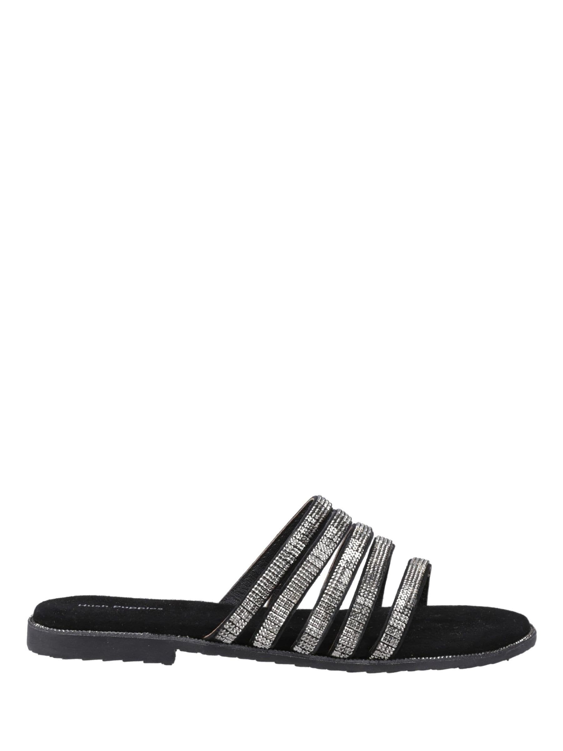 Hush Puppies Women's Black/Silver Paris Slide Sandals