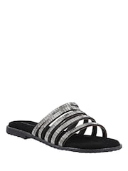 Hush Puppies Black/Silver Paris Slide Sandals - Image 3 of 5