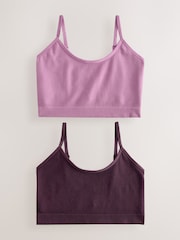 self. Berry Red Seamless Rib Long Line Bralettes 2 Pack - Image 1 of 8