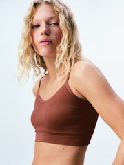 self. Rust Brown Seamless Rib Long Line Bralettes 2 Pack - Image 2 of 9