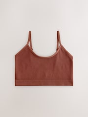 self. Rust Brown Seamless Rib Long Line Bralettes 2 Pack - Image 7 of 9