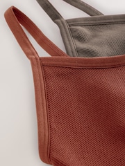 self. Rust Brown Seamless Rib Long Line Bralettes 2 Pack - Image 8 of 9