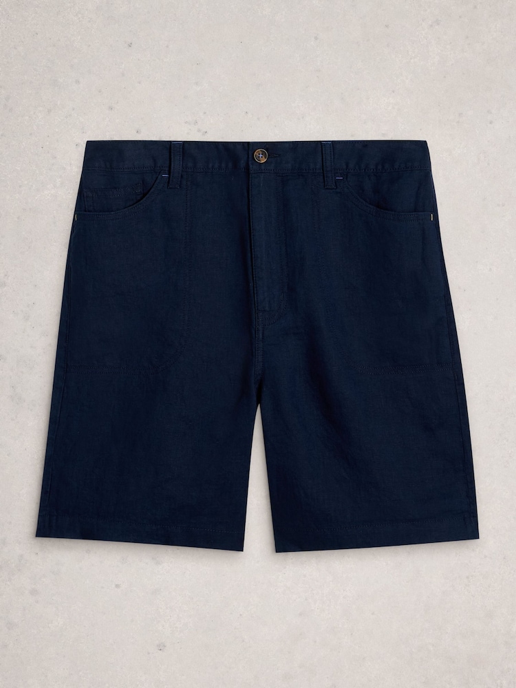 ブルー - White Stuff Tia Linen Shorts - 画像 1 / 2