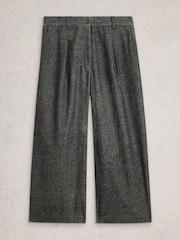 White Stuff Grey Belle Tweedy Wide Leg Crop Trousers - Image 1 of 2