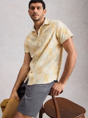 White Stuff Yellow Finsbury Short Sleeve Patch Print Shirt - Image 2 of 6