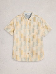 White Stuff Yellow Finsbury Short Sleeve Patch Print Shirt - Image 5 of 6