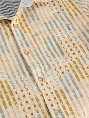 White Stuff Yellow Finsbury Short Sleeve Patch Print Shirt - Image 6 of 6