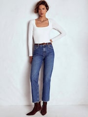 Boden White Double Layer Square Neck Top - Image 4 of 5