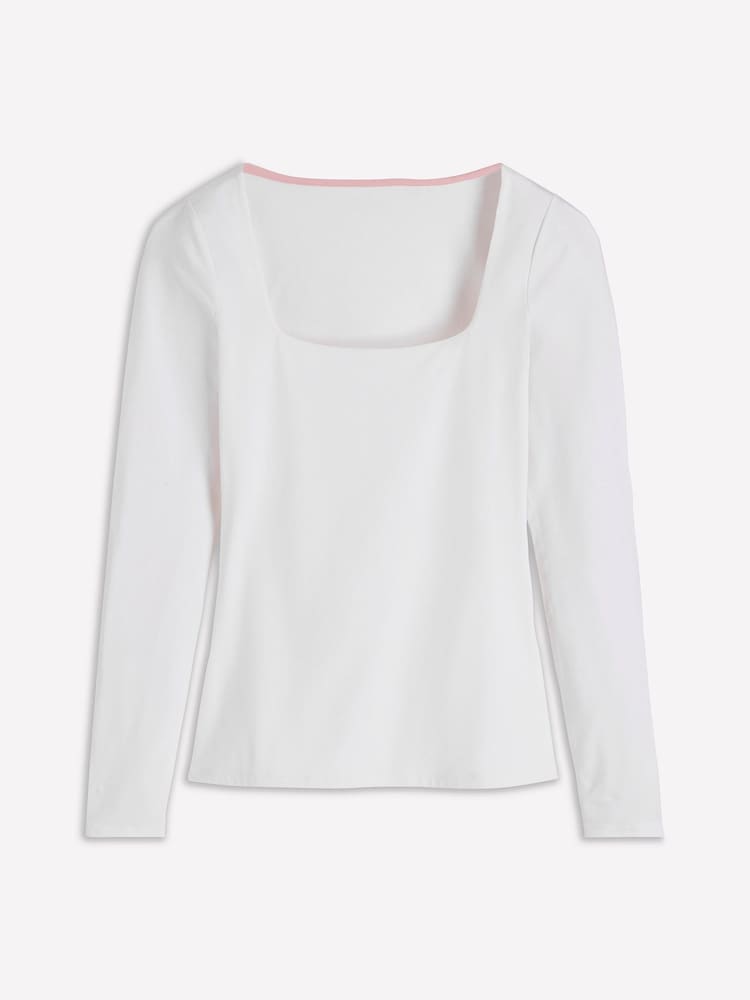 Boden White Double Layer Square Neck Top - Image 5 of 5