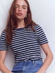 Boden Blue Olivia Short Sleeve Breton Top - Image 1 of 5