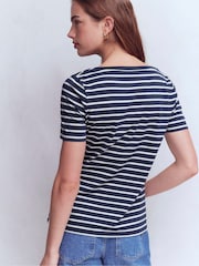 Boden Blue Olivia Short Sleeve Breton Top - Image 3 of 5
