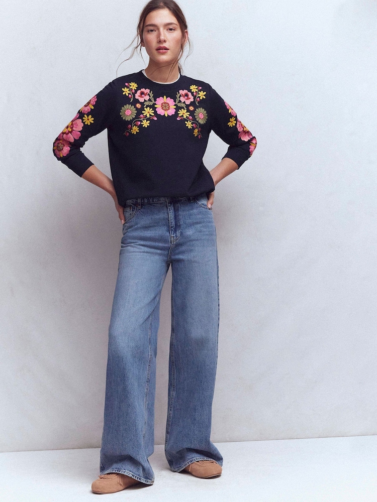 Buy Boden Blue Hannah Embroidered Sweat Shirt from the Next UK online shop