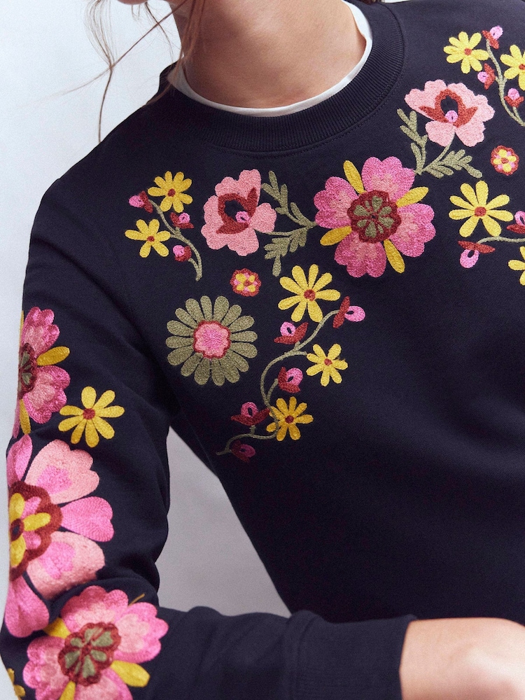 Buy Boden Blue Hannah Embroidered Sweat Shirt from the Next UK online shop