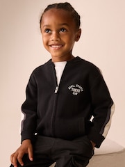 Black/White Zip Up Knitted Bomber Cardigan (3mths-7yrs) - Image 1 of 8