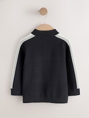 Black/White Zip Up Knitted Bomber Cardigan (3mths-7yrs) - Image 6 of 8