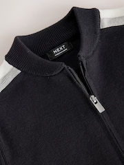 Black/White Zip Up Knitted Bomber Cardigan (3mths-7yrs) - Image 7 of 8