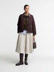 Barbour® Brown Icons Tartan Collar Cropped Liddesdale Quilted Jacket - Image 2 of 6