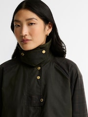 Barbour® Green Checked Kirklees Wax Jacket - Image 3 of 6