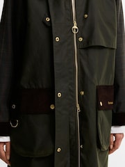 Barbour® Green Checked Kirklees Wax Jacket - Image 4 of 6