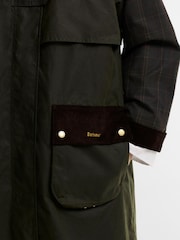 Barbour® Green Checked Kirklees Wax Jacket - Image 5 of 6