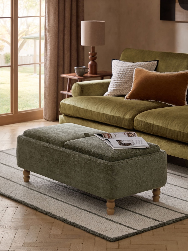 Cotswold Chenille Dark Green Margot Coffee Table - Image 1 of 11