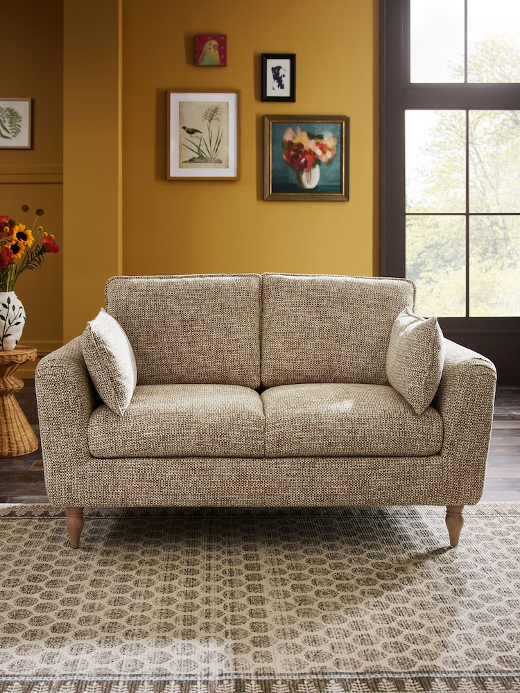 Tweedy Chenille Weave Ochre Yellow Emory 2 Seater Sofa In A Box - Image 1 of 10 Tweedy Chenille Weave Ochre Yellow Emory 2 Seater Sofa In A Box - Image 1 of 10