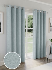 Enhanced Living Blue Austin Blackout Eyelet Basketweave Curtains - Image 1 of 4