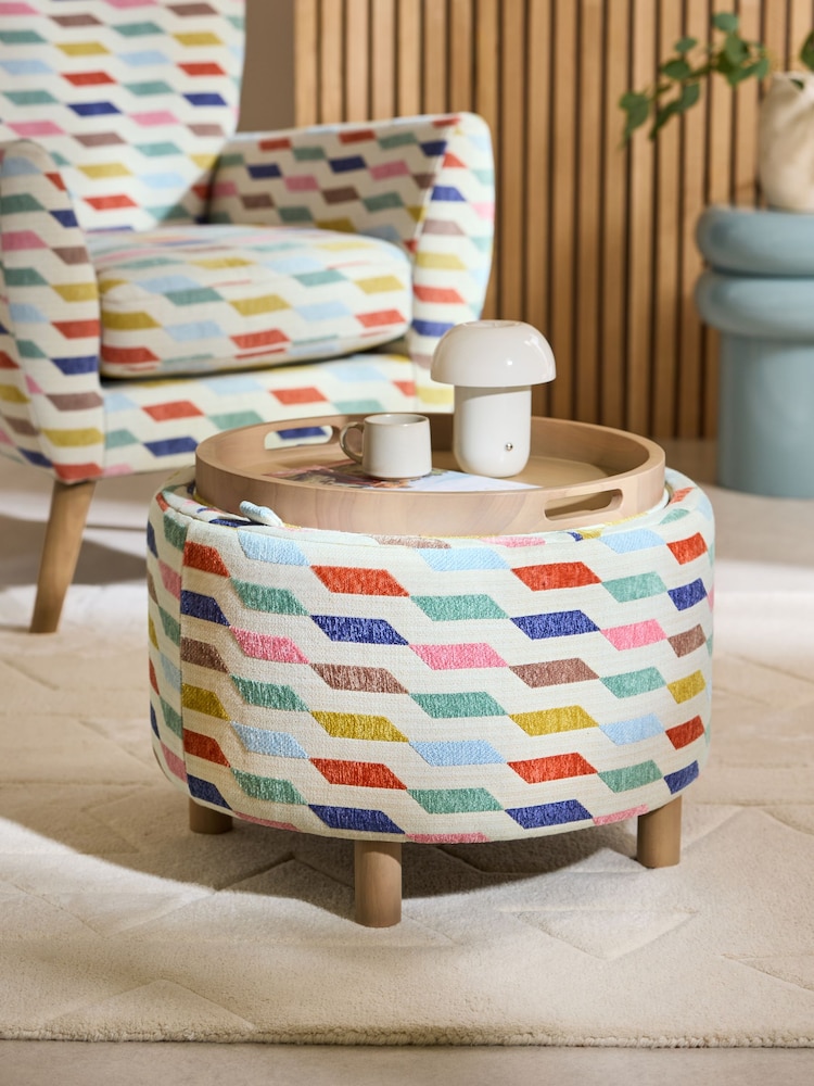 Drifted Geo Multi Ashton Upholstered Storage Stool - Image 2 of 6 Drifted Geo Multi Ashton Upholstered Storage Stool - Image 2 of 6