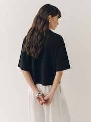 Black Floral Embellished Short Sleeve Crew Neck T-Shirt - Image 3 of 7