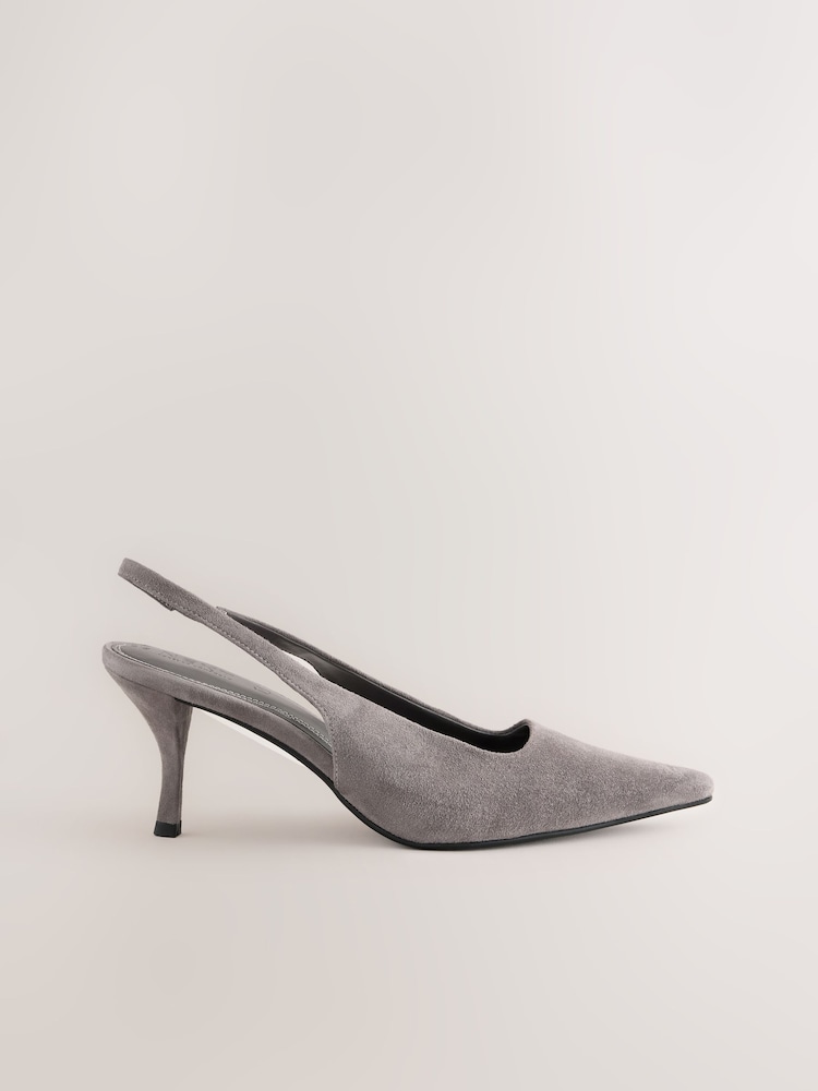Grey Forever Comfort® Chisel Toe Slingback Heels - Image 1 of 5