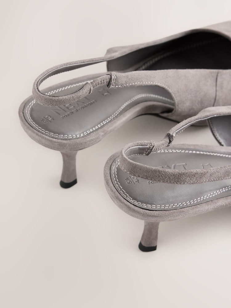 Grey Forever Comfort® Chisel Toe Slingback Heels - Image 5 of 5