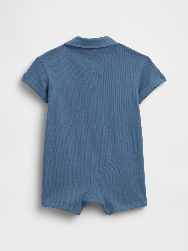 Gap Blue Pique Polo Short One-Piece (0-24mths) - Image 2 of 3