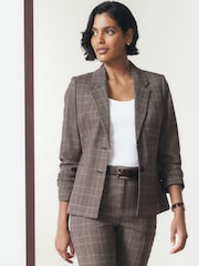 Brown Check Single Breasted Blazer - Image 3 of 8