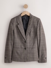 Brown Check Single Breasted Blazer - Image 6 of 8
