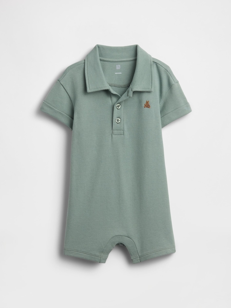 Gap Green Pique Polo Short One-Piece (0-24mths) - Image 1 of 3
