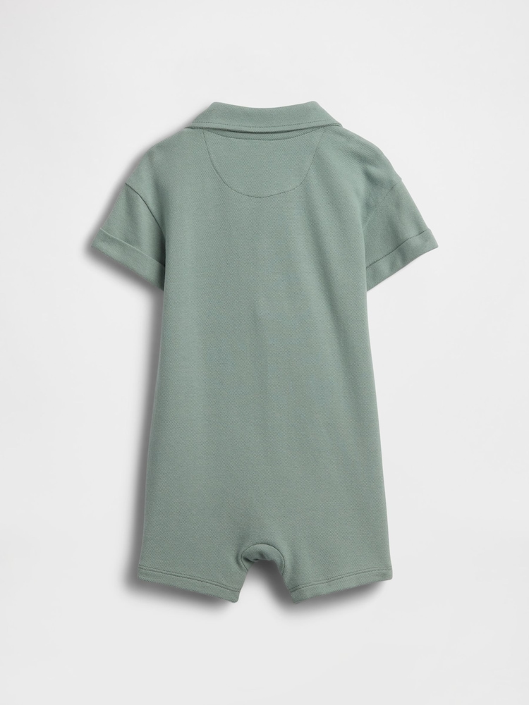 Gap Green Pique Polo Short One-Piece (0-24mths) - Image 2 of 3