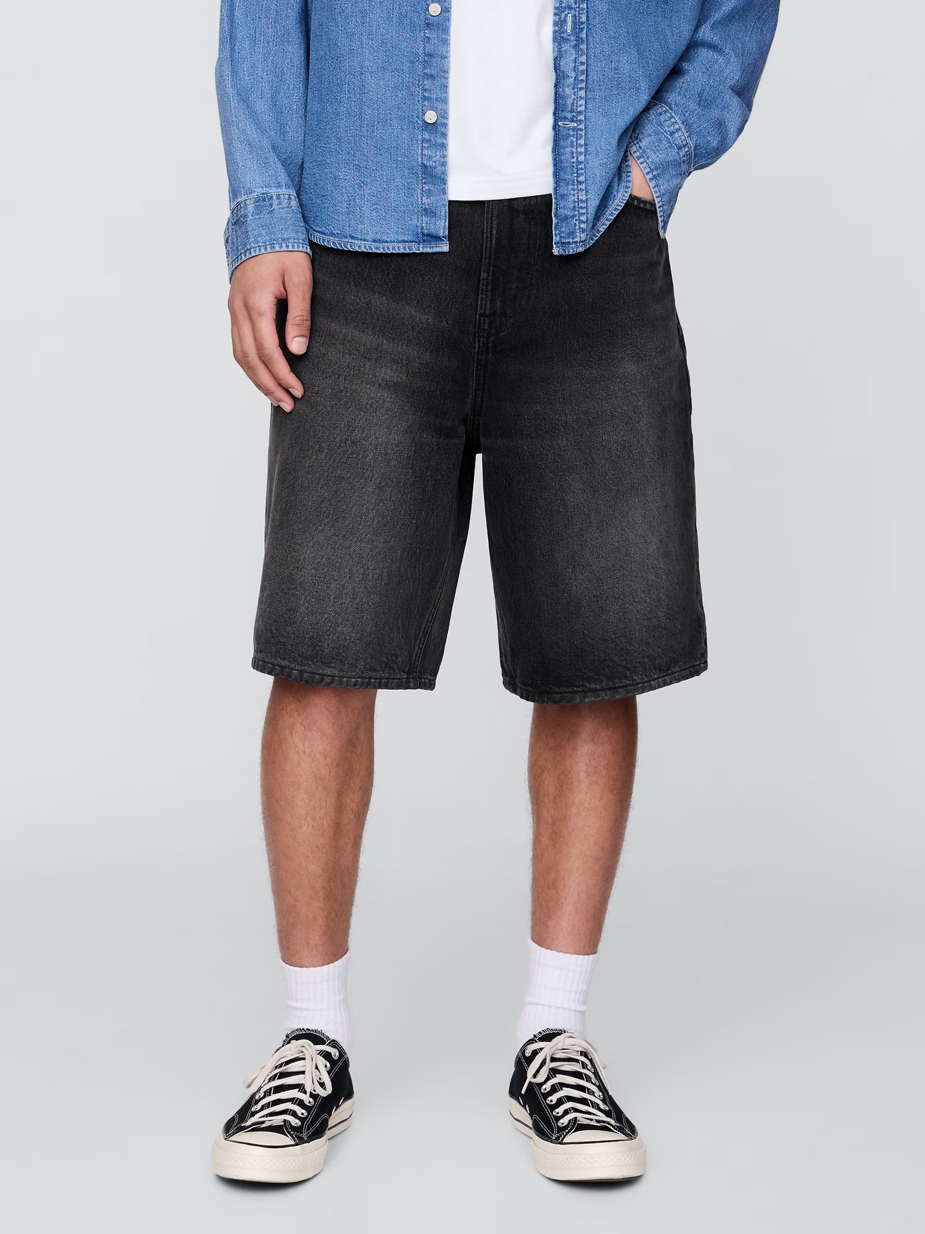Buy Gap Black 10.5 Inch Baggy Denim Jorts Shorts from the Next UK
