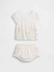 Gap White Embroidered Floral Outfit Set (0-24mths) - Image 1 of 3