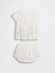 Gap White Embroidered Floral Outfit Set (0-24mths) - Image 2 of 3